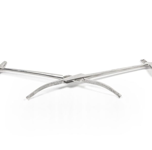 Зажим кровоостанавливающий 1х2 зубый зубчатый изогнутый №1 158 мм, З-119 ВП арт.300-2