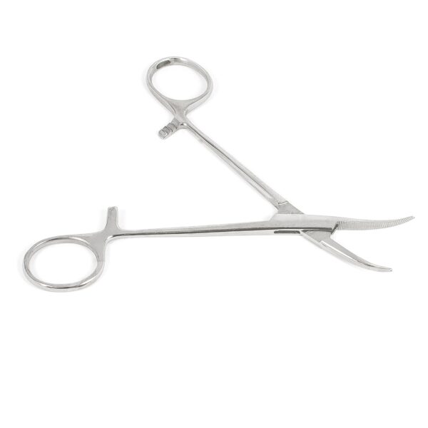 Зажим кровоостанавливающий зубчатый изогнутый №1 158 мм З-53 ТП арт.300-30