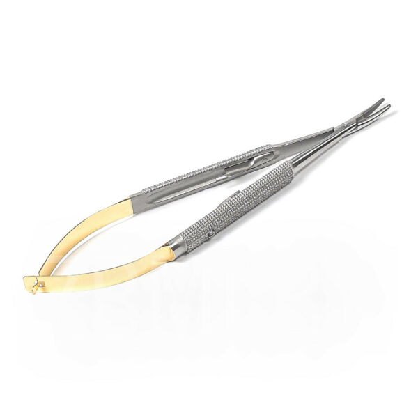 Микроиглодержатель изогнутый 145 мм. арт.440-3  ППA